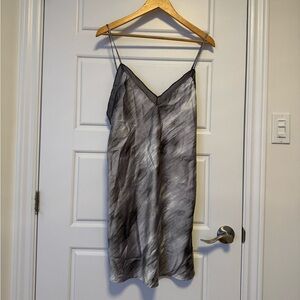 Halston Heritage grey white and purple satin slip dress